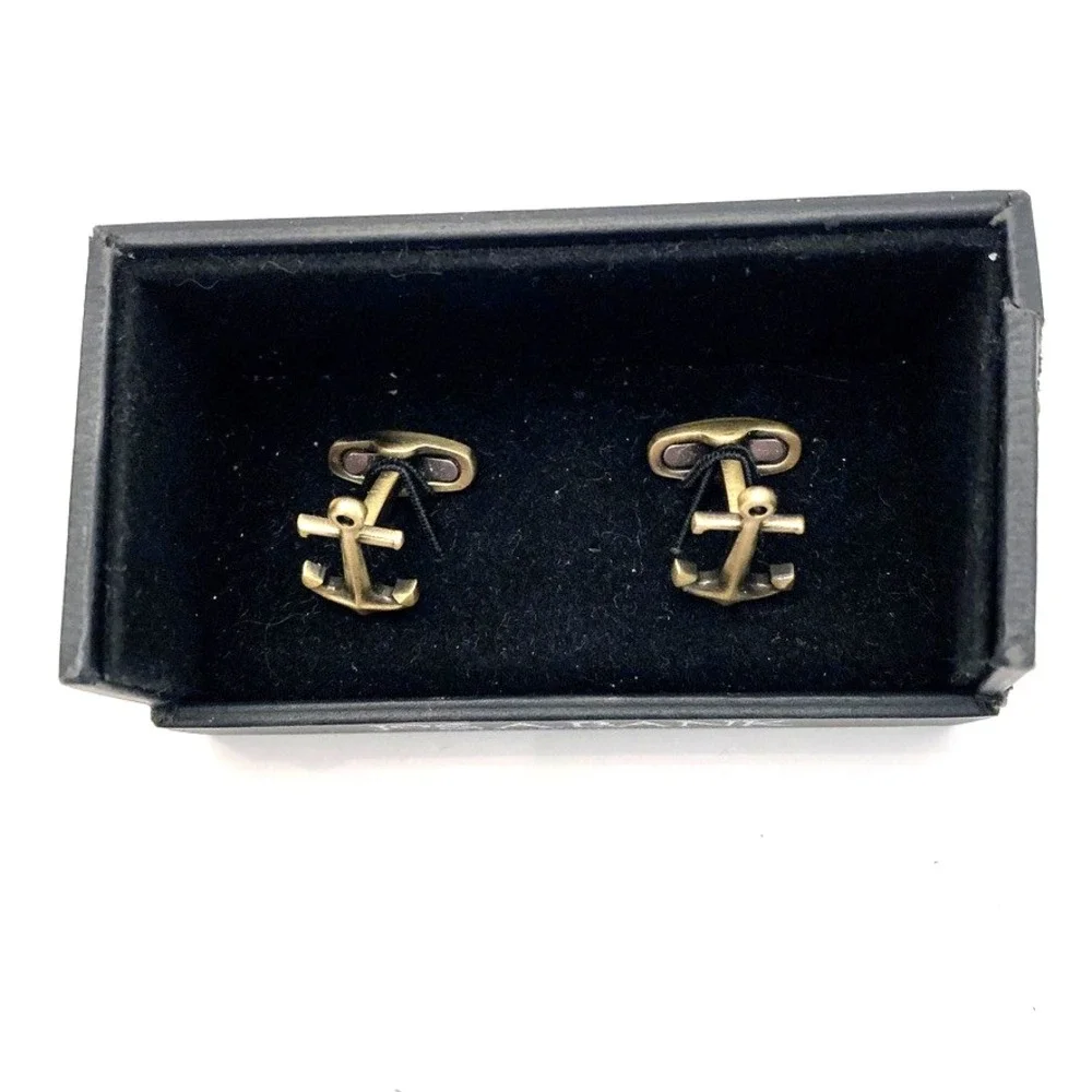 Jos. A. Bank Cufflinks Anchors Antique Brass Color Navy‎ Sailing Boat